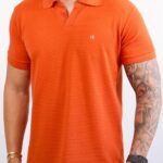 Polo Calvin Klein - Texturizada Laranja G