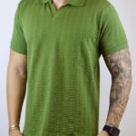 Polo Zara - Texturizada Verde GG