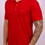Polo Hugo Boss - Texturizada Vermelho GG